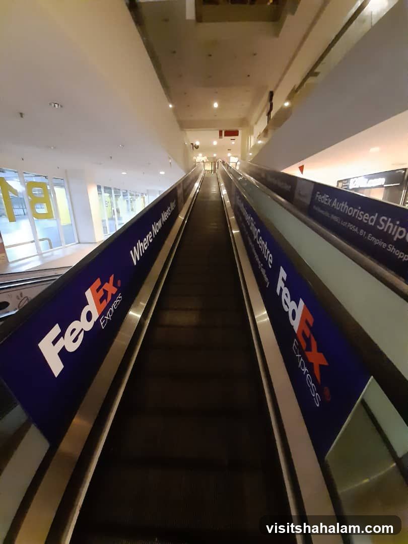 Escalator with FedEx Branding