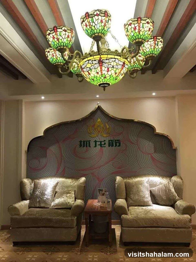 Luxurious Waiting Area with Tiffany Chandelier