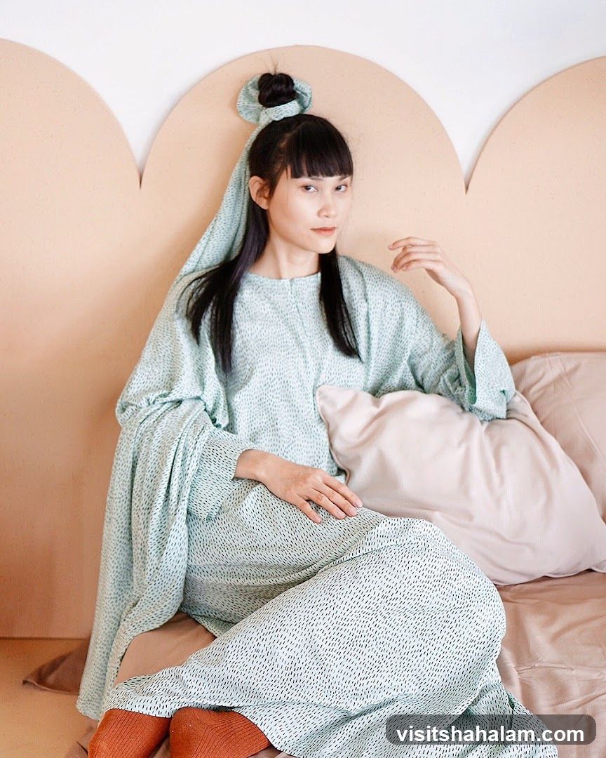 Woman in patterned loungewear