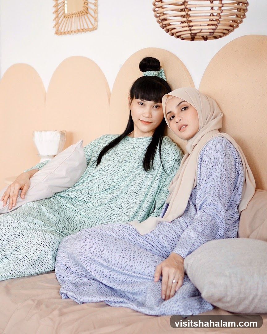 Two women in patterned loungewear