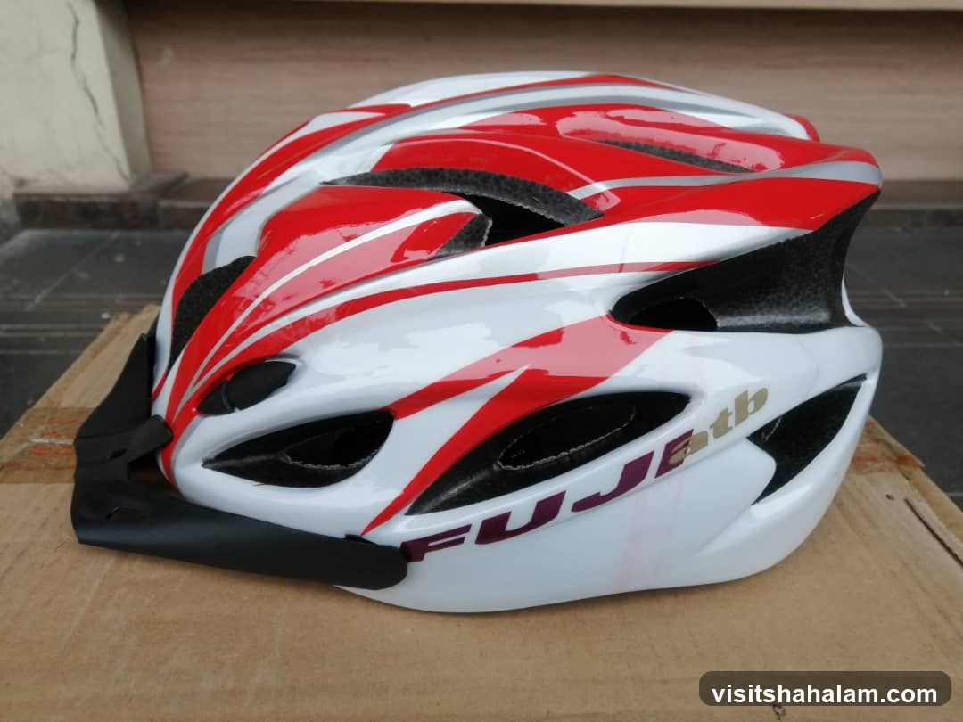Red and White Bicycle Helmet