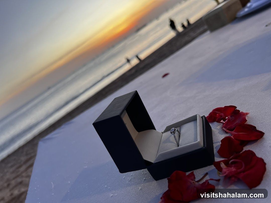 Engagement Ring on Beach at Sunset