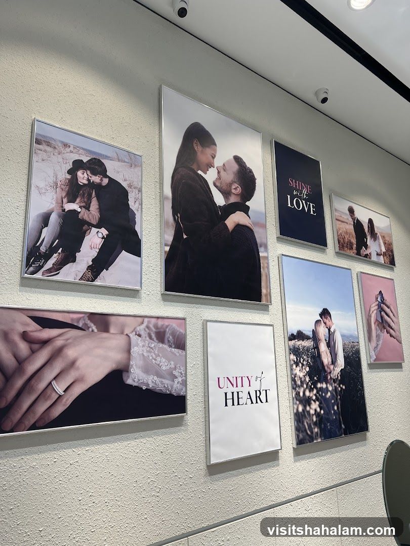 Wall of framed photographs