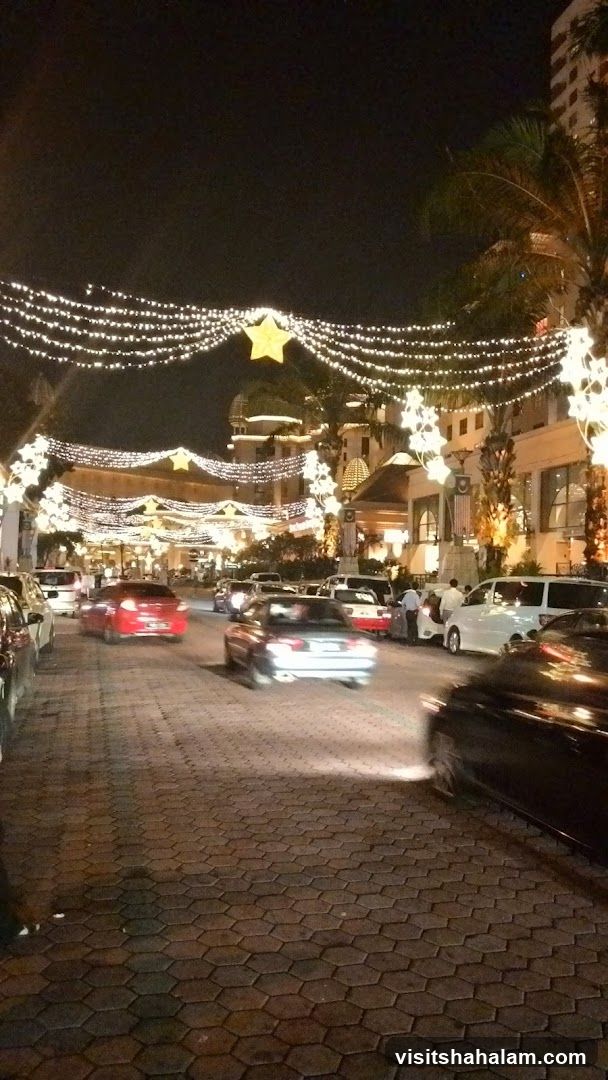 Street decorated with lights and stars