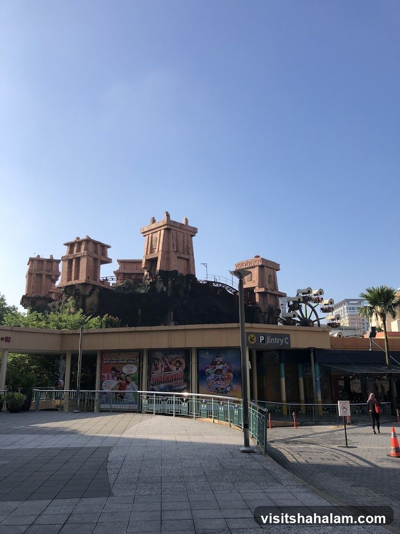 Theme Park Entrance with Themed Structures