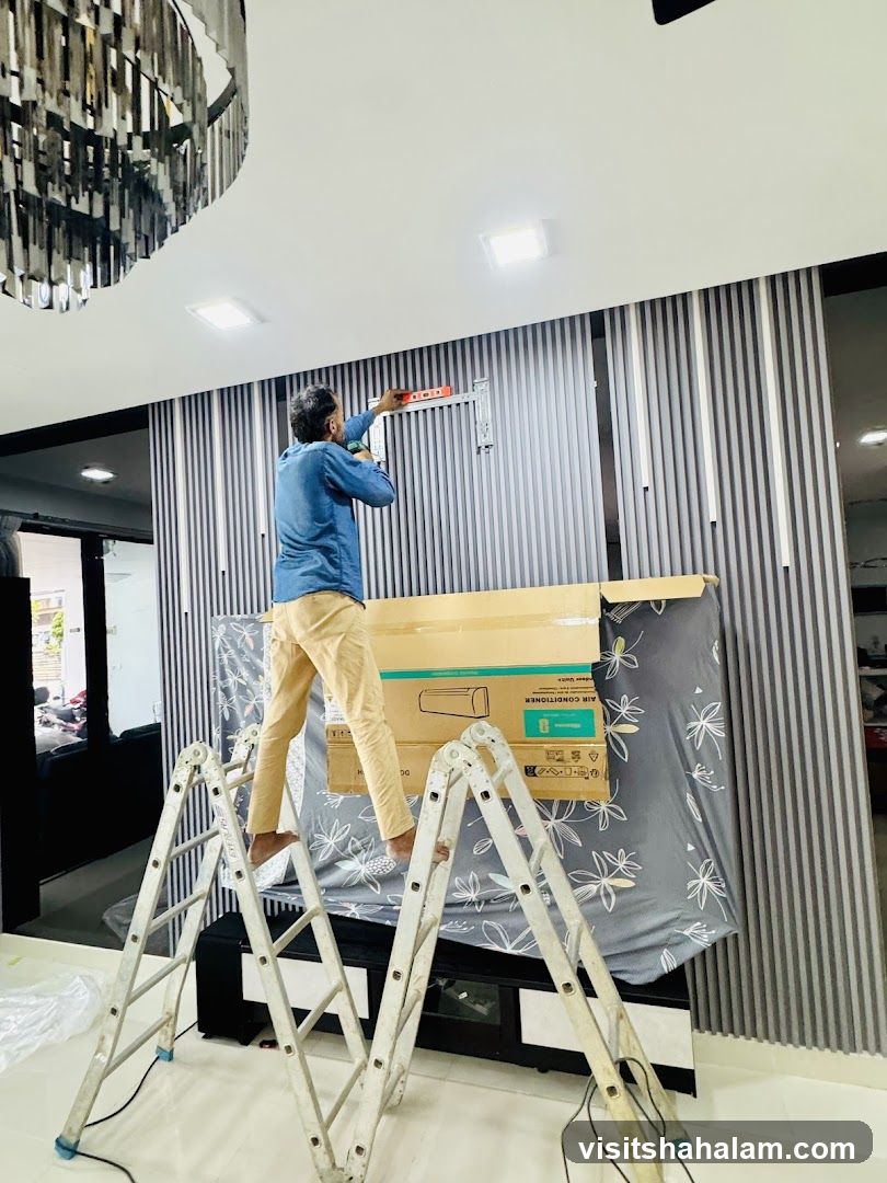 Man Installing Air Conditioner