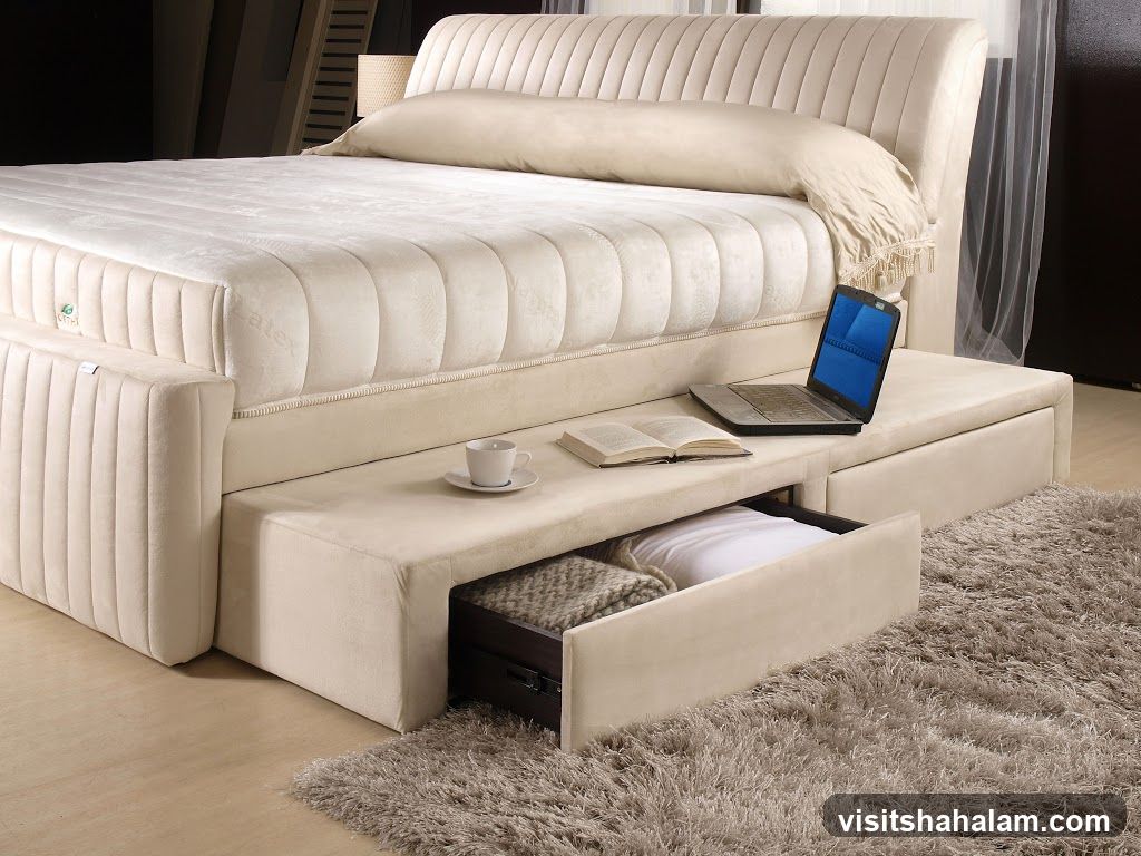 Modern Bed with Storage and Laptop