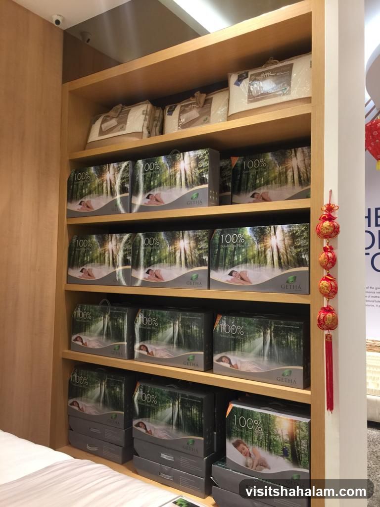 Bedding products on display