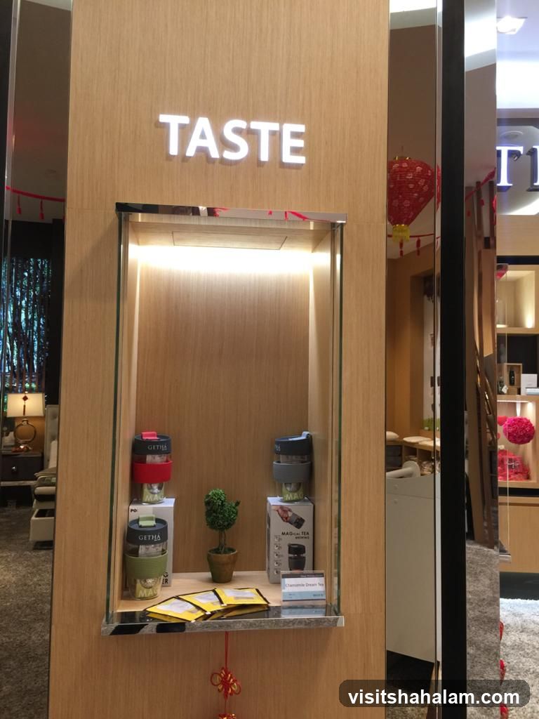 Display case with tea products