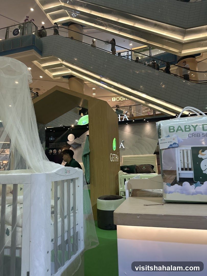 Baby crib display in a mall