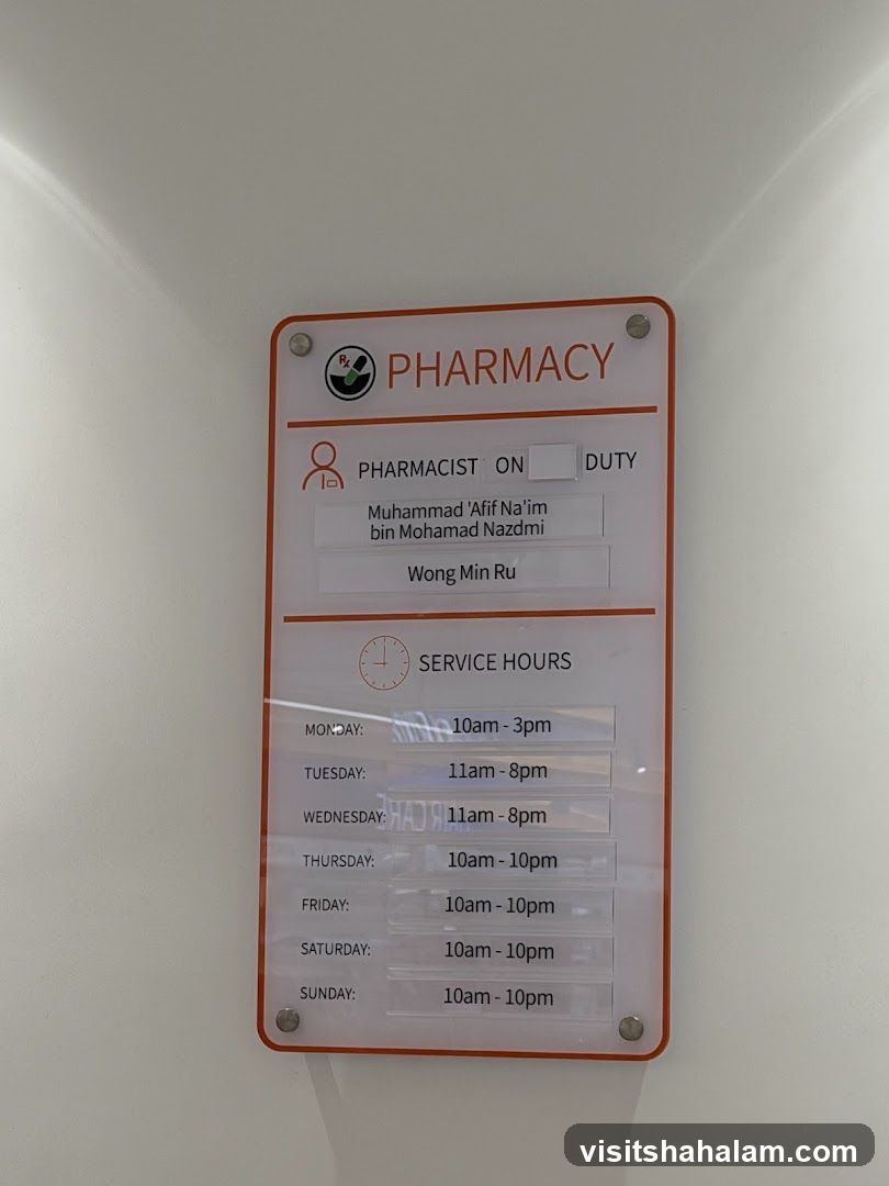 Pharmacy Service Hours and Pharmacist Duty Roster