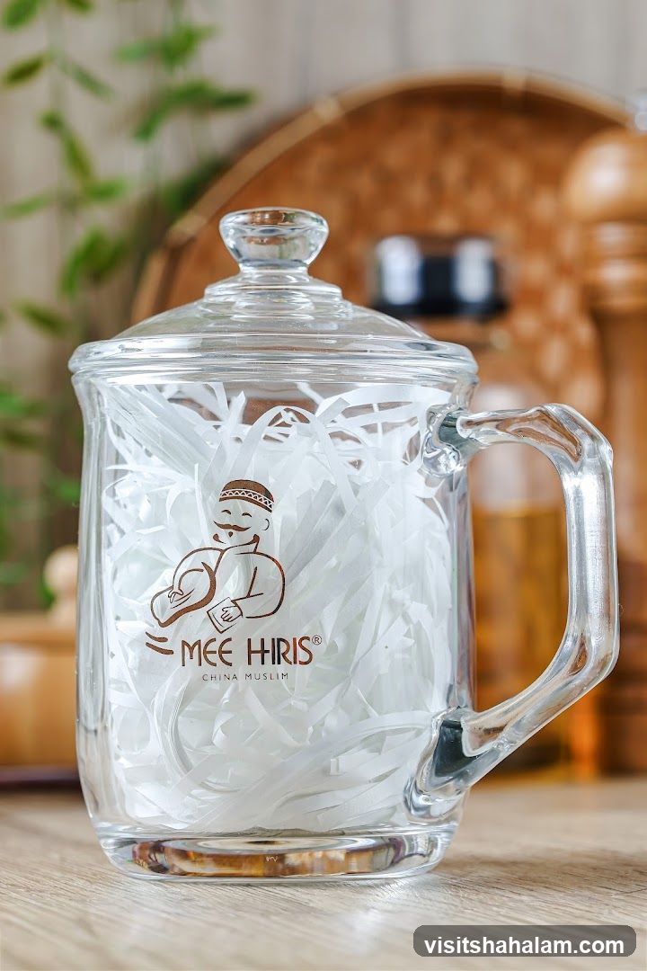 Glass mug with logo