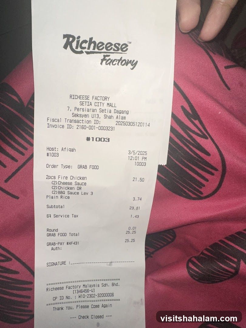 Richeese Factory Receipt