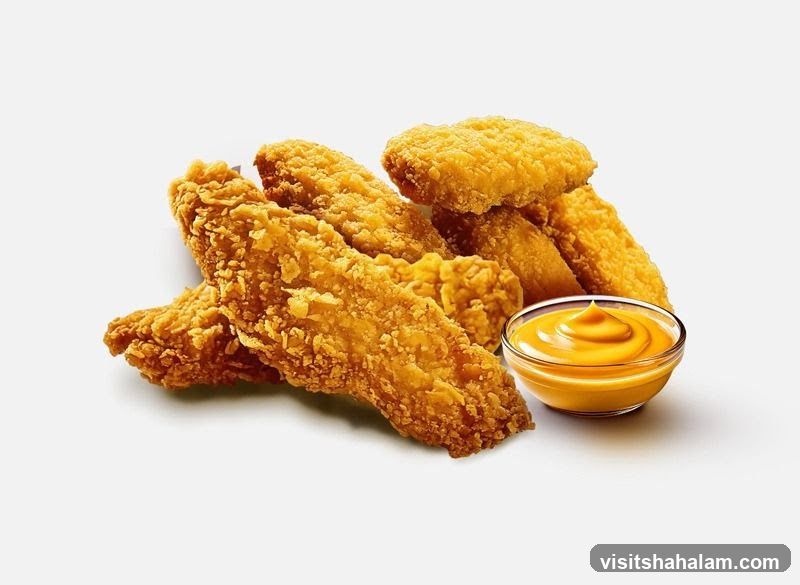 Fried Chicken Strips with Cheese Dip