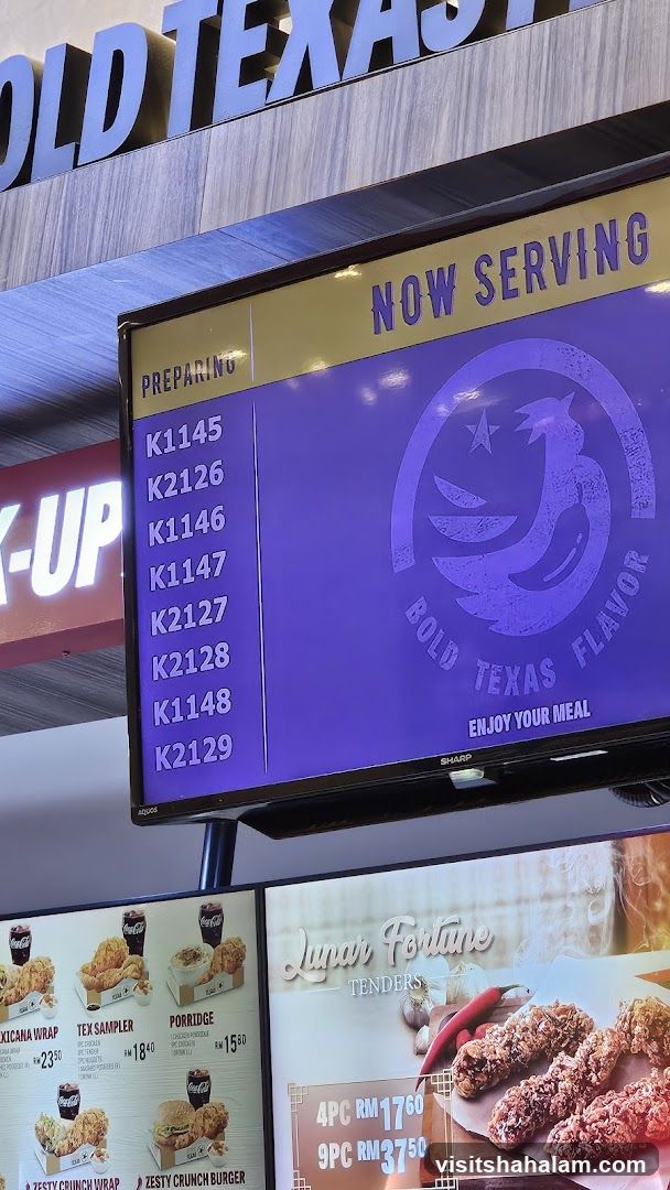 Old Texas Chicken Order Screen and Menu