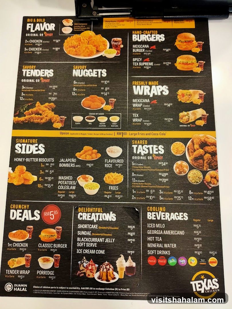 Texas Chicken Menu