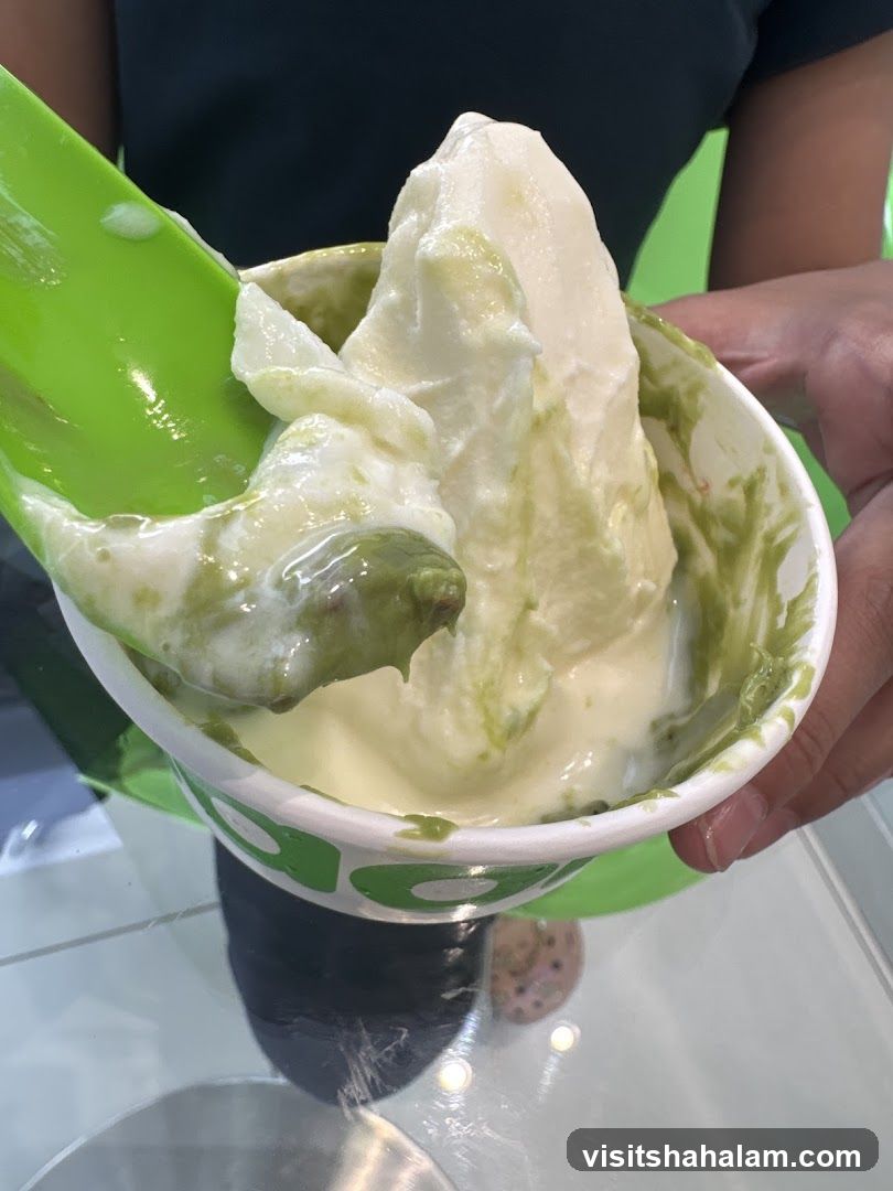 Dessert with Green Sauce