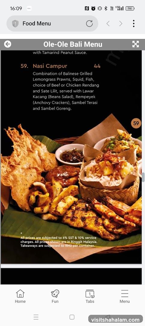 Ole-Ole Bali Menu