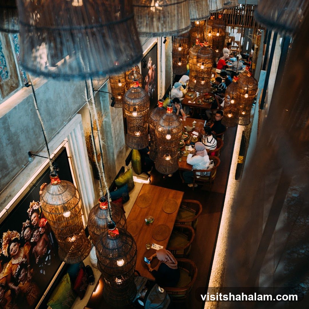 Restaurant Interior with Unique Lighting