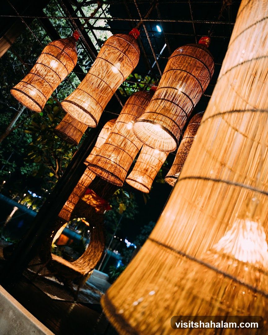 Woven Lanterns at Night