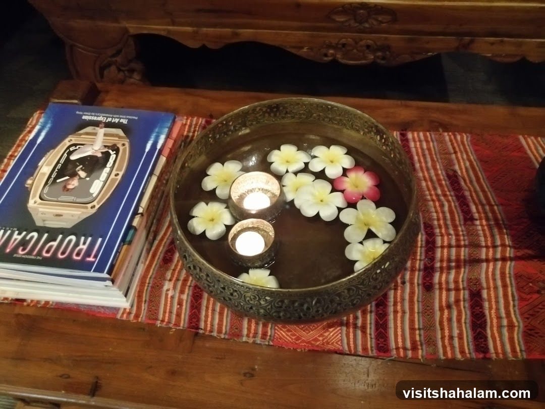 Decorative Bowl with Flowers and Candles