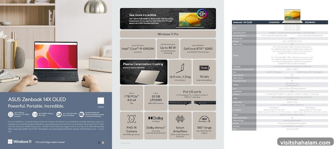 ASUS Zenbook 14X OLED Laptop Features