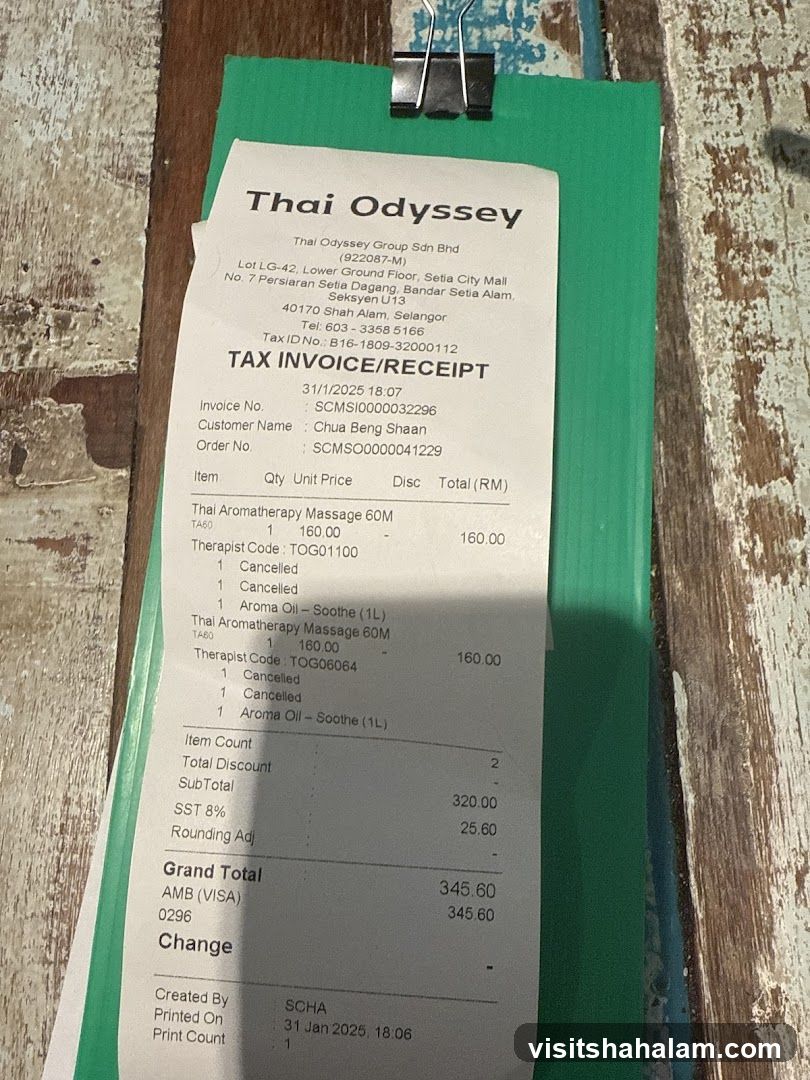 Thai Odyssey Tax Invoice/Receipt