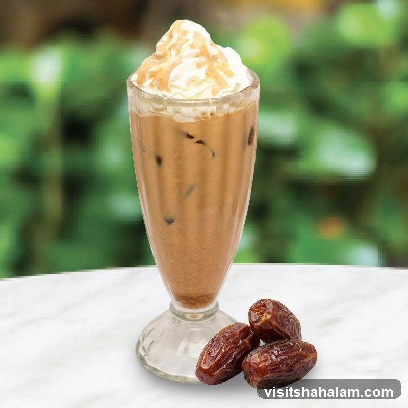 Iced Coffee with Whipped Cream and Dates