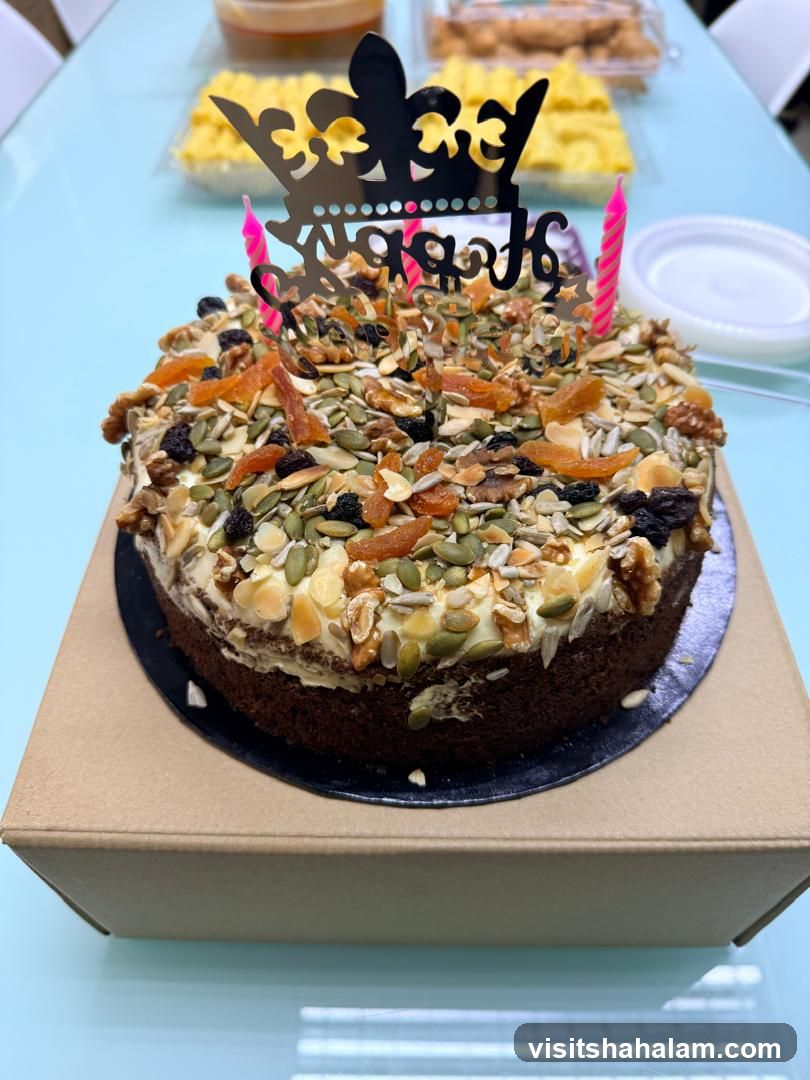Birthday Cake with Nuts and Dried Fruit