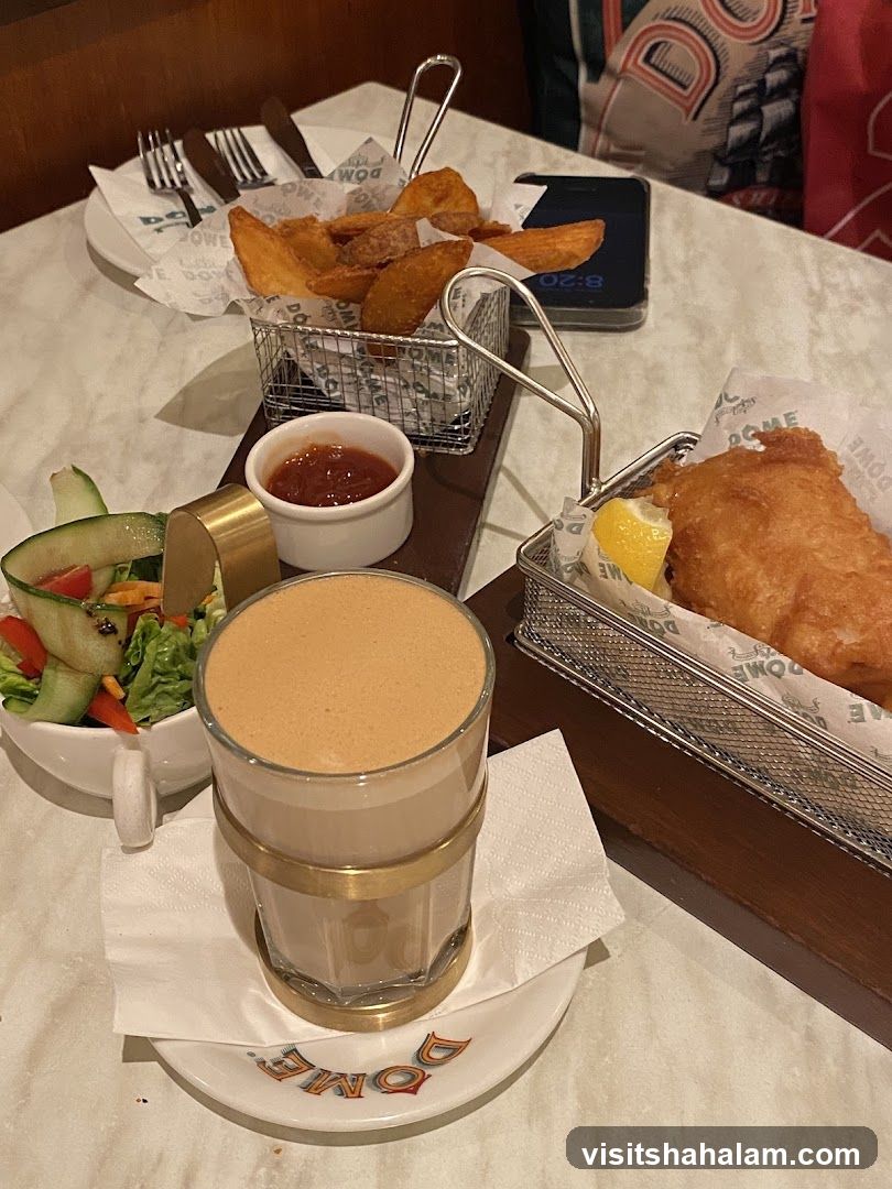 Fish and Chips with Salad and Drink