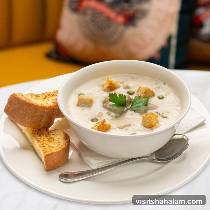 Creamy Soup with Garlic Bread