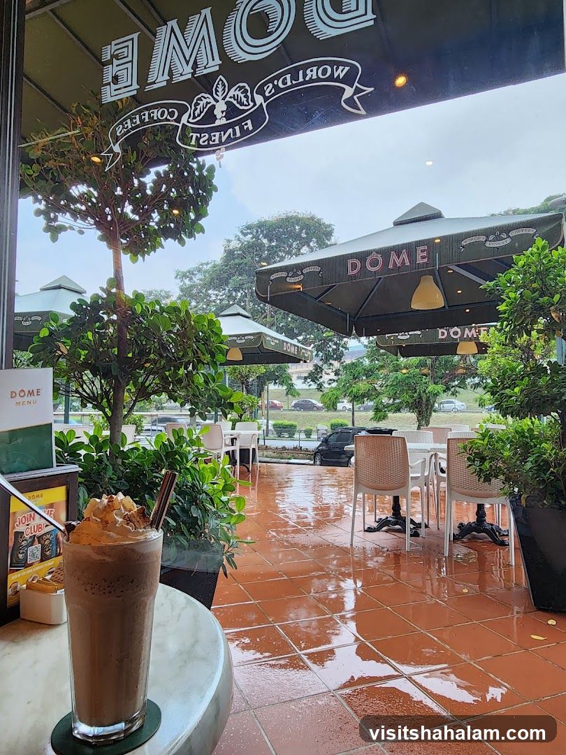 Outdoor seating area of a cafe