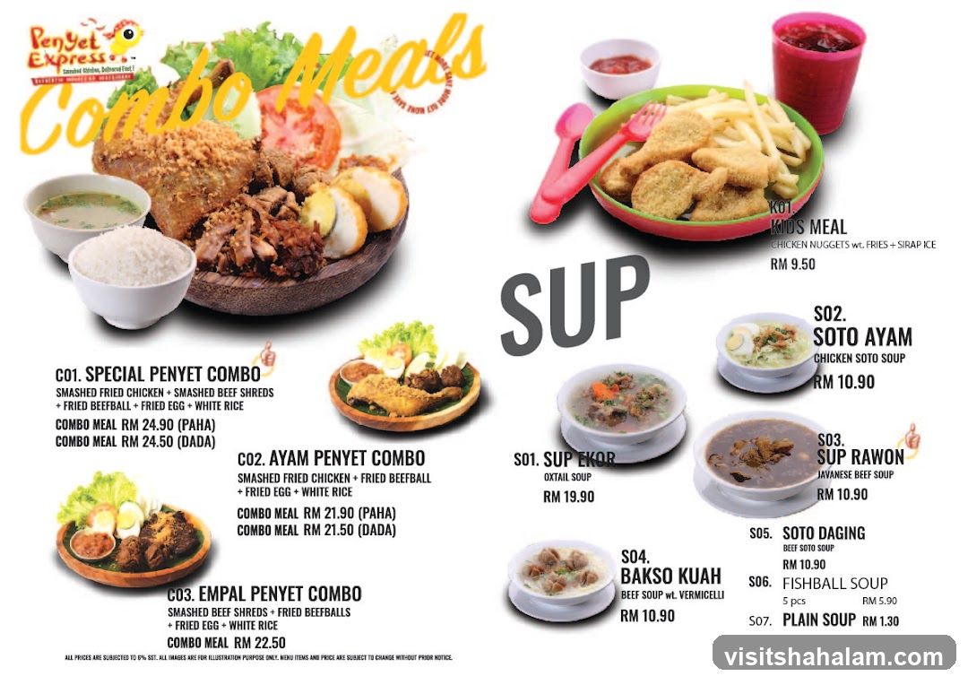 Combo Meals and Soups Menu
