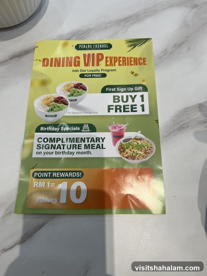 Penang Chendul Dining VIP Experience Flyer