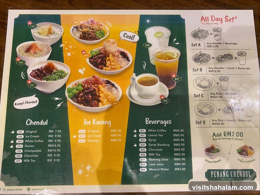 Penang Chendul Menu