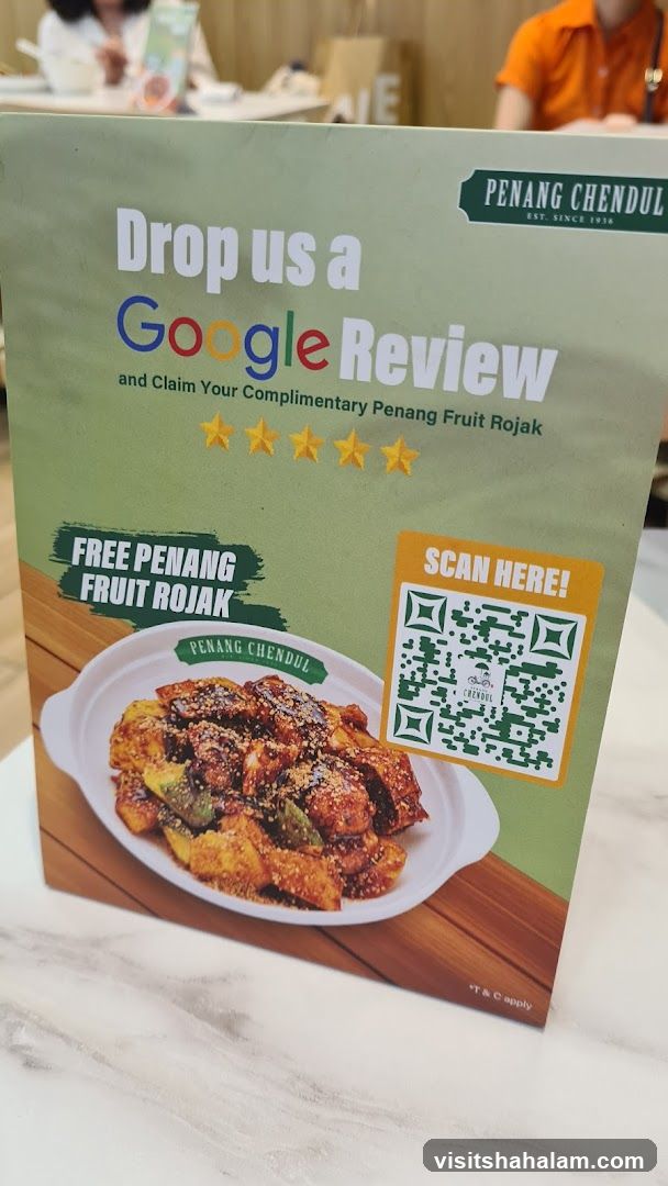 Penang Chendul Google Review Promotion
