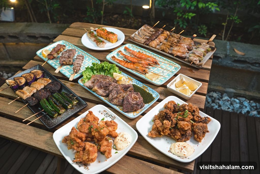 Assortment of Grilled Skewers and Fried Appetizers