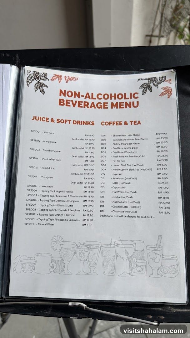 NON-ALCOHOLIC BEVERAGE MENU
