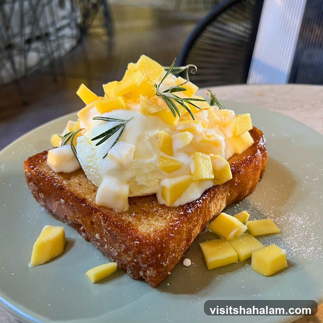 French Toast with Mango and Ice Cream
