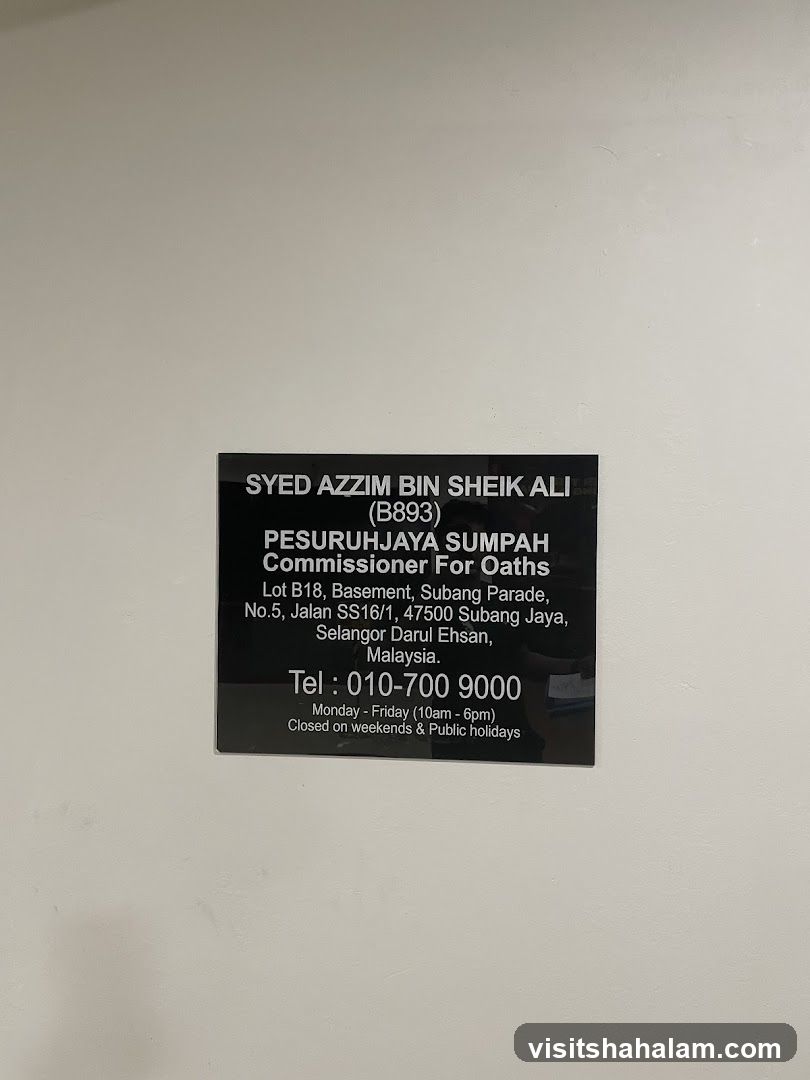 Commissioner For Oaths Sign