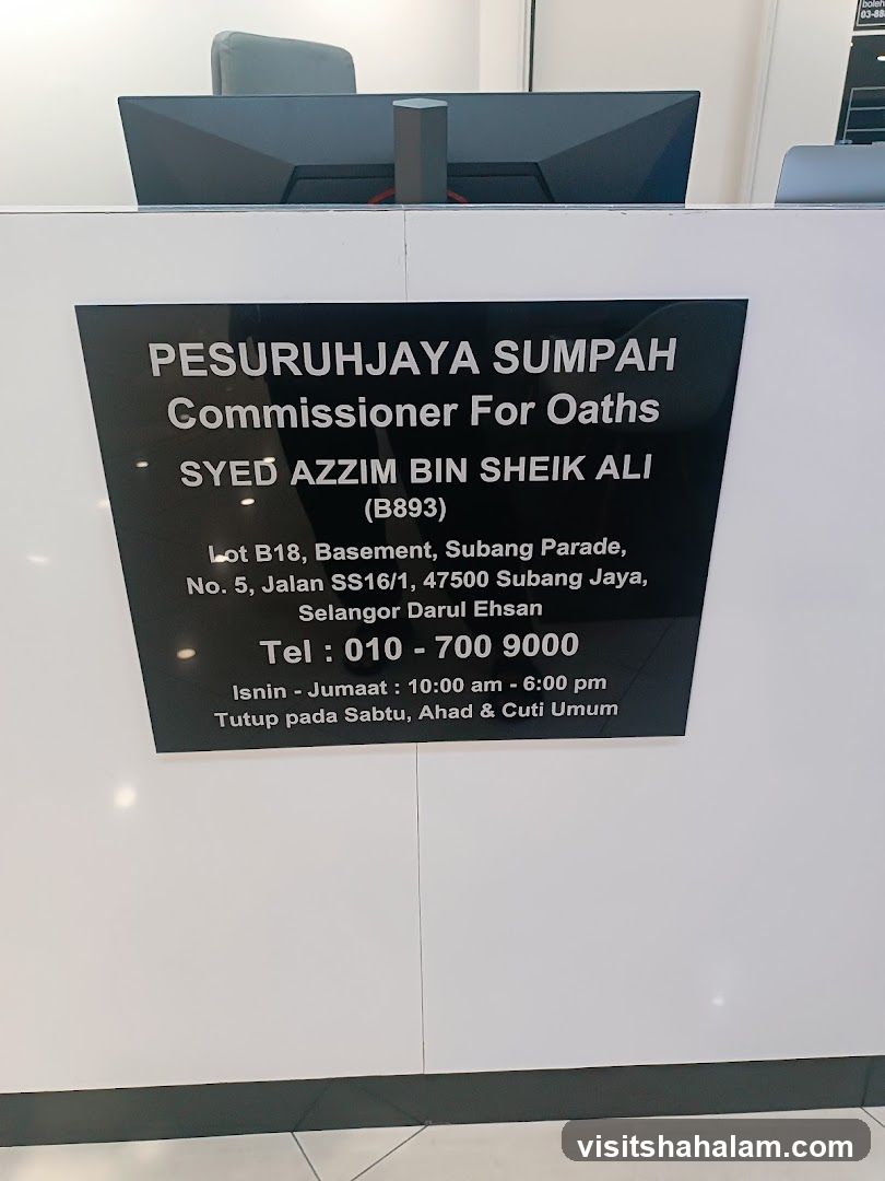 Commissioner For Oaths Sign