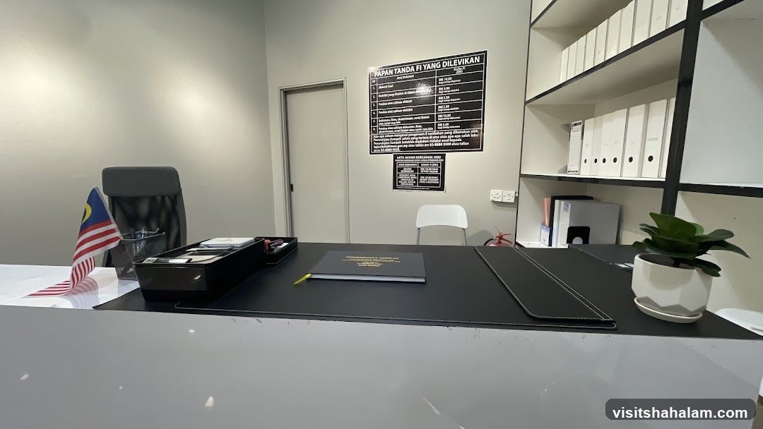 Office Desk with Malaysian Flag and Price List