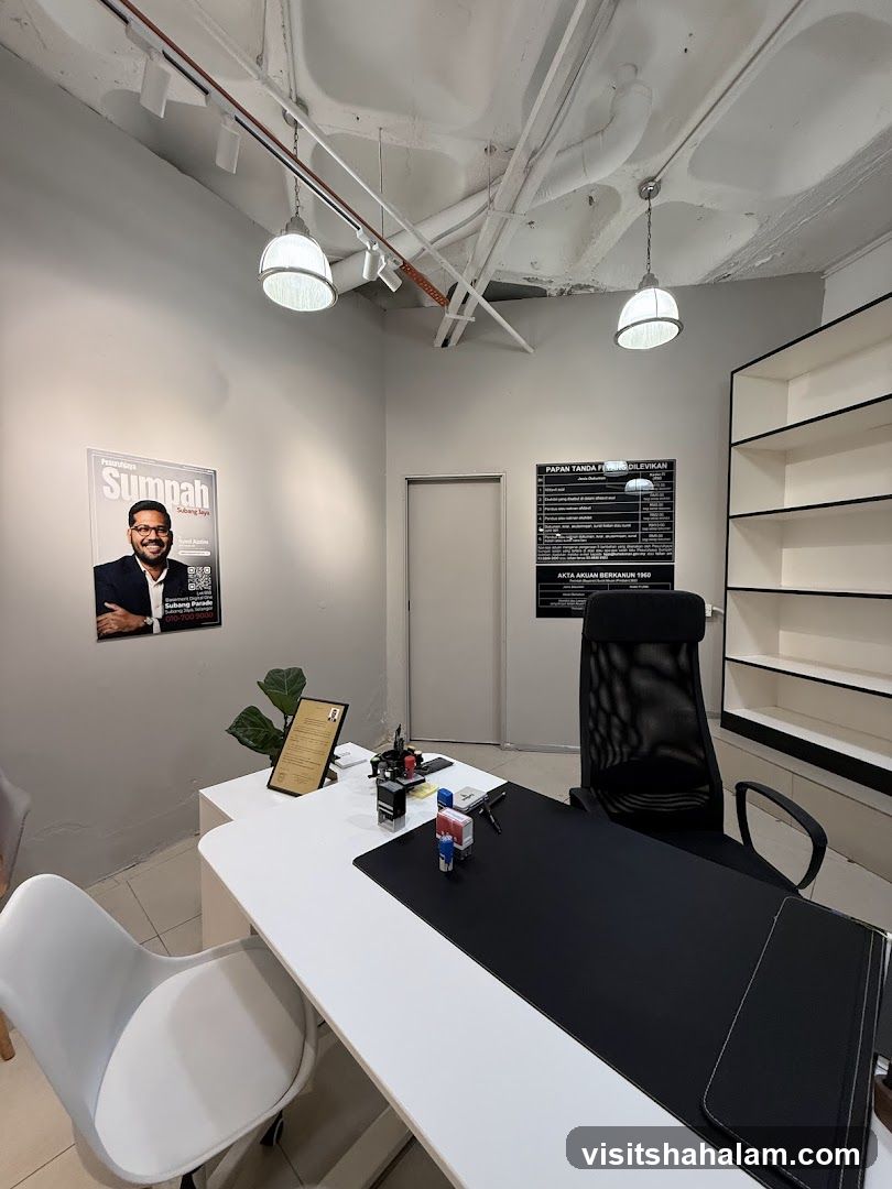 Office Desk with Promotional Poster