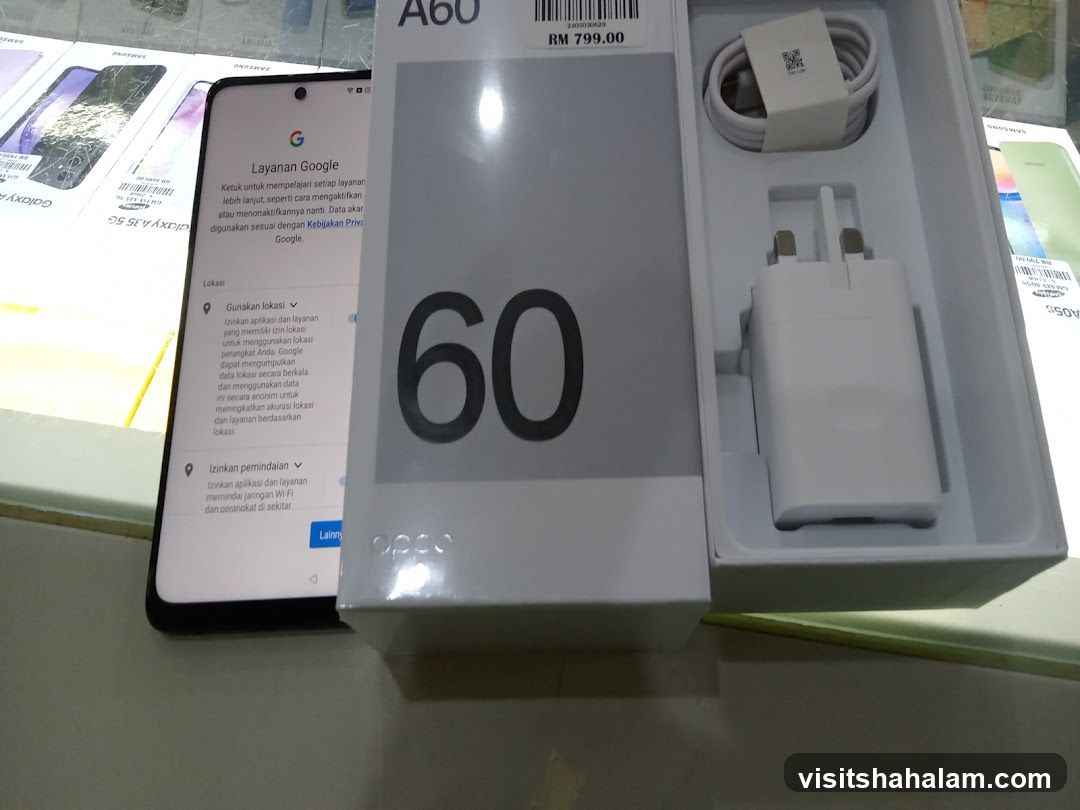 Oppo A60 Phone Box and Charger