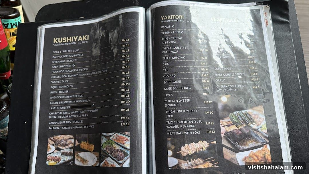 Kushiyaki and Yakitori Menu