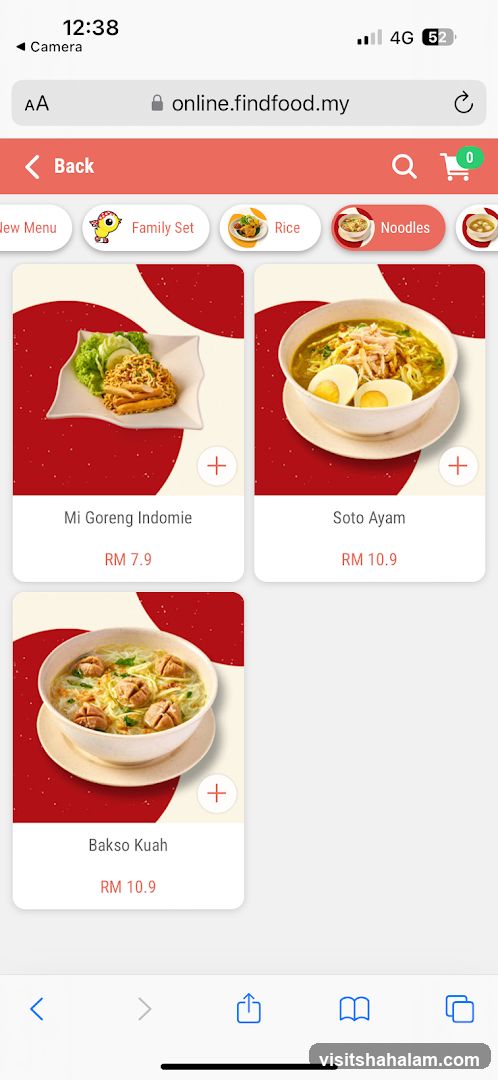 Noodles Menu
