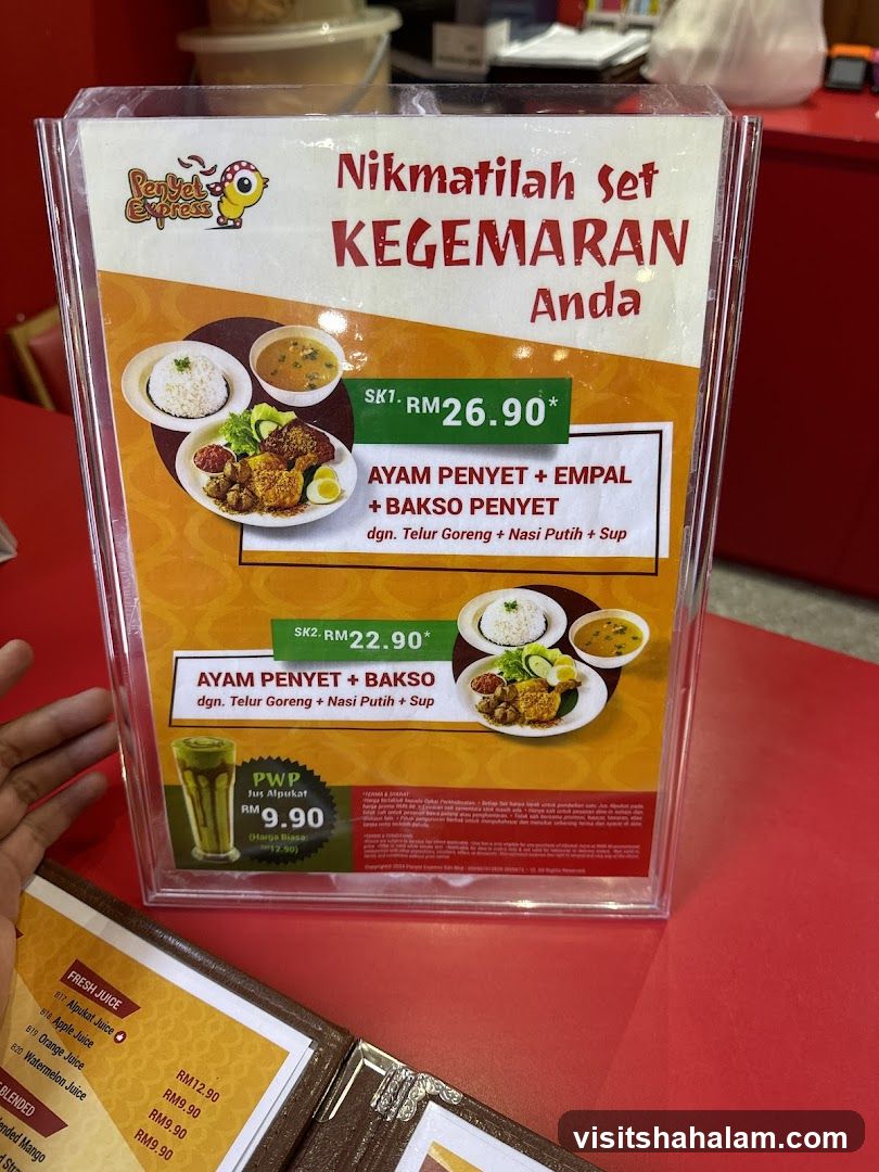 Penyet Express Menu