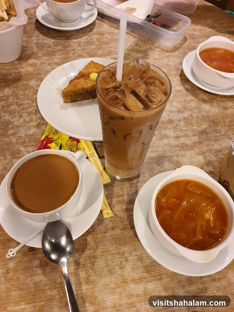 Table with food and drinks
