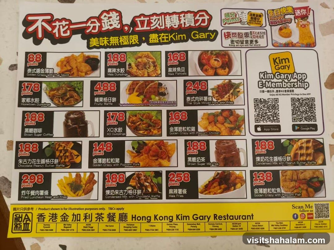 Kim Gary Restaurant Menu