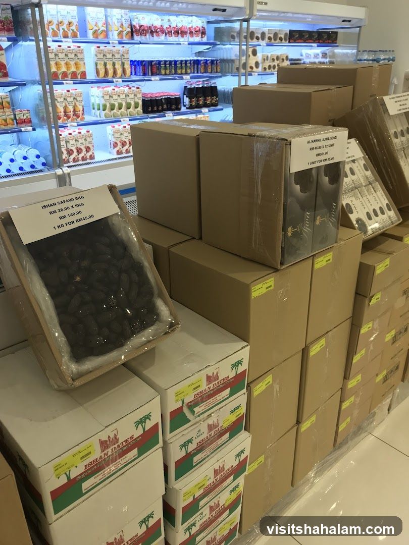 Stacked Boxes of Dates and Juices